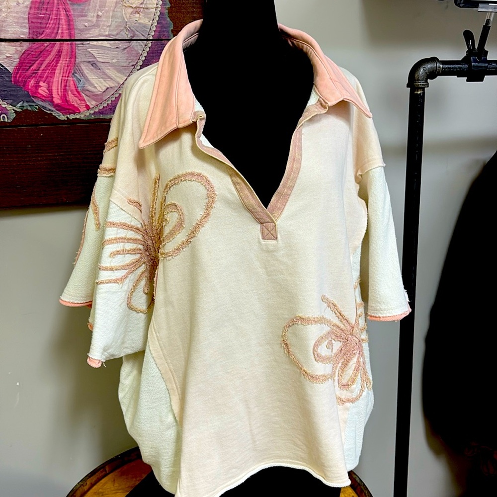 Oli and Hali Elegant Butterfly Embroidered Women's Top